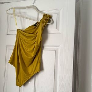 Express Mustard Yellow One-Shoulder Bodysuit